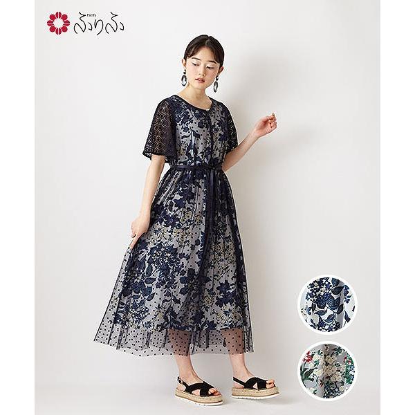 ビビデリボン ドットチュールジレ重ねワンピース ふりふオリジナル レディース ワンピース ロング丈 重ね ドットチュール フレア フェミニン 大人女子 和柄 0608 4 ふりふ 通販 Yahoo ショッピング