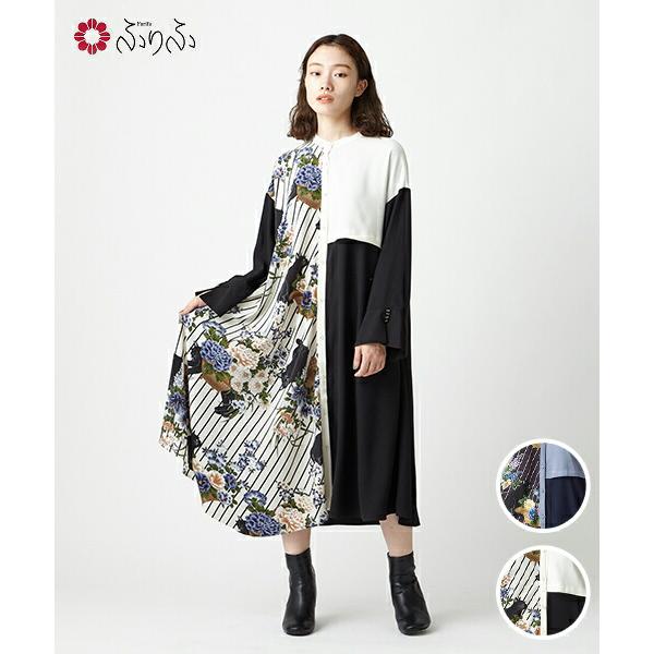 花猫籠 アシメブロッキングシャツワンピース 公式 ふりふ 可愛い 大正ロマン レトロ モダン 着物 風 和 猫 ねこ 花 桜 和柄 シャツ ワンピ きれいめ レディース 0608 6 ふりふ 通販 Yahoo ショッピング