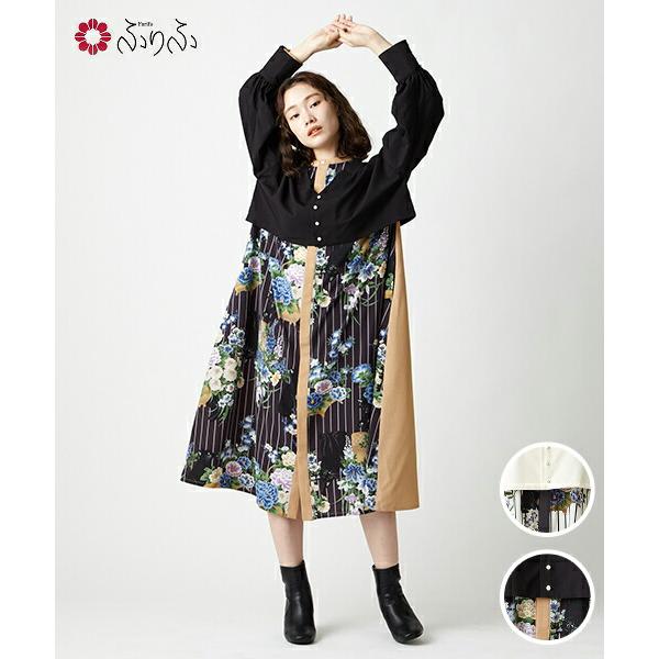 花猫籠 ブラウス マルチwayワンピース2点セット 公式 ふりふ 大正ロマン レトロ モダン 着物 風 和 猫 ねこ 花 和柄 ブラウス セット ワンピ きれいめ 0608 6 ふりふ 通販 Yahoo ショッピング