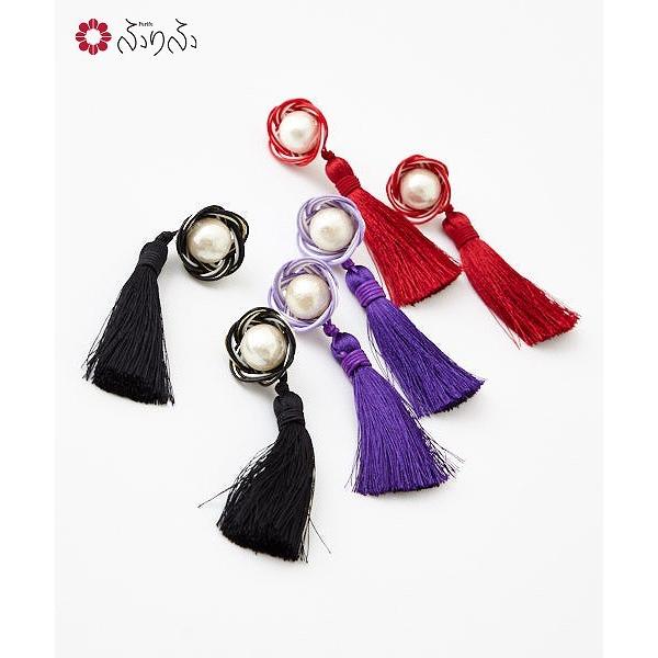 花水引コットンパールピアス ふりふオリジナル ピアス アクセサリー 水引細工 タッセル コットンパール 花 手作り 和風 和色 赤 黒 紫 卒業式 0630 2 ふりふ 通販 Yahoo ショッピング