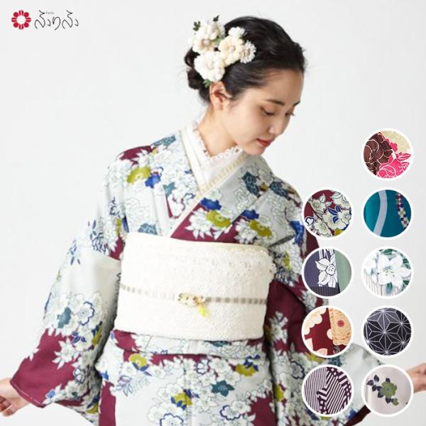 Web限定 洗える着物 小紋 大正ロマン 洗える着物 レディース 花柄 縞 幾何学 ふりふ オリジナル きもの 着物 小紋 和装 和服 女性 レトロ モダン 個性的 0658 8 ふりふ 通販 Yahoo ショッピング