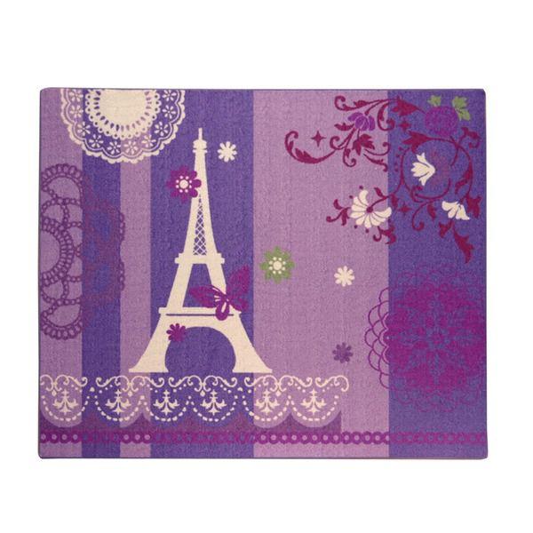 おしゃれ デスクカーペット 絨毯 女の子 ラグマット エッフェル柄 約110×133cm