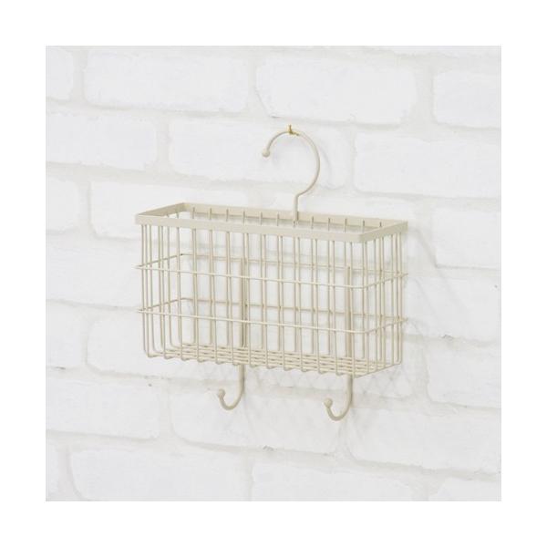 完成品 壁面収納 ボックス ラック フック付ハンガーボックス アイボリー 壁掛けラック 籠 フリーボックス カゴ 安い 日本正規代理店品 かご