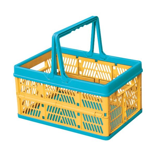 完成品 収納ボックス スタッキング 取っ手付き バスケット 籠 Outlet Sale 折りたたみ 安い 折りたたみスタッキングボックス オレンジ 積み重ね