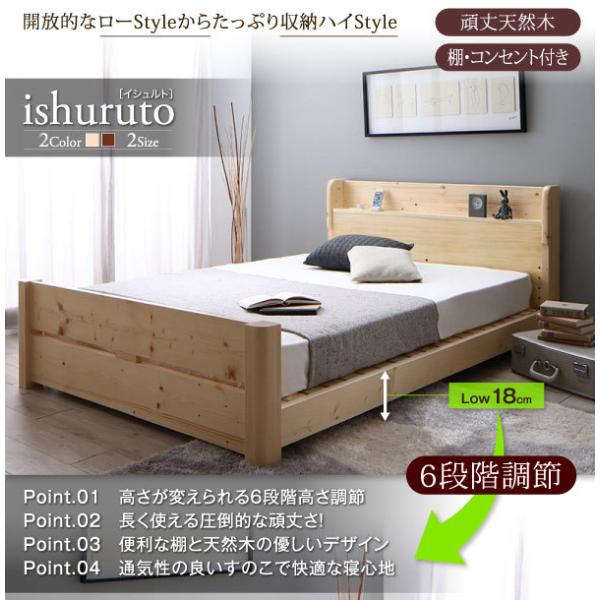 キャンペーンもお見逃しなく 頑丈 高さ調整 すのこベッド ダブル ベッドフレームのみ 棚付き イシュルト コンセント付き Ishuruto スノコ 幅141 5 長さ217 高さ79ｃｍ ダブルベッド