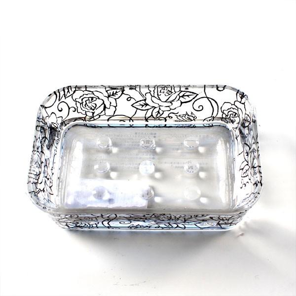 ソープディッシュ「クリアローズ」【石けん皿 石鹸皿 せっけん皿 石鹸