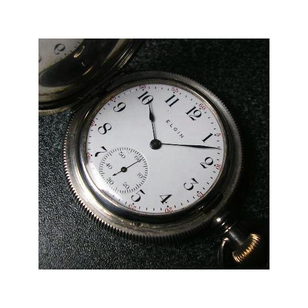 ELGIN エルジン銀ハンターケース手巻きアンティーク懐中時計 : 古時計