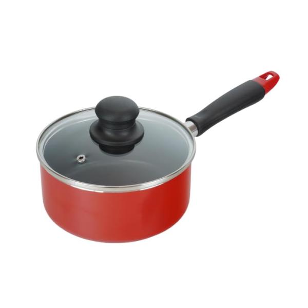 和平フレイズ かちこれ ガラス蓋付 ミルクパン 14cm RB-2907 鍋 こびりつきにくい パン ふっ素 お弁当 おかゆ 一人暮らし ガス フッ素 ミニ 熱源 ミルク 片手