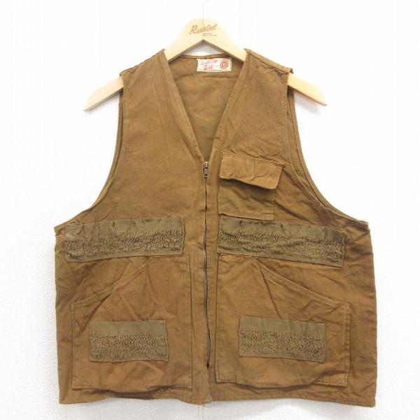 50%OFF】L/古着 ビンテージ ハンティング ベスト メンズ 70s ダック地 