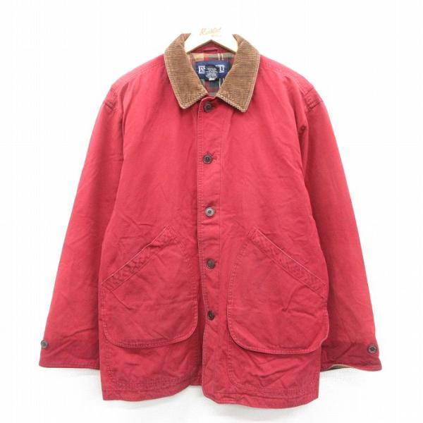 XL/古着 ランズエンド 長袖 カバーオール メンズ 90s ダック地 襟