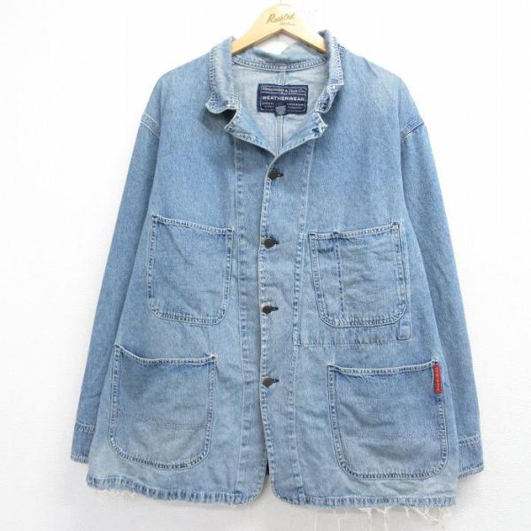 XL/古着 アバクロンビー 長袖 カバーオール メンズ 90年代 90s 大きいサイズ ロング丈 コットン USA製 紺 デニム【spe】 26may07 XL/古着 アバクロンビー 長袖 カバーオール メンズ 90年代 90s 大きい