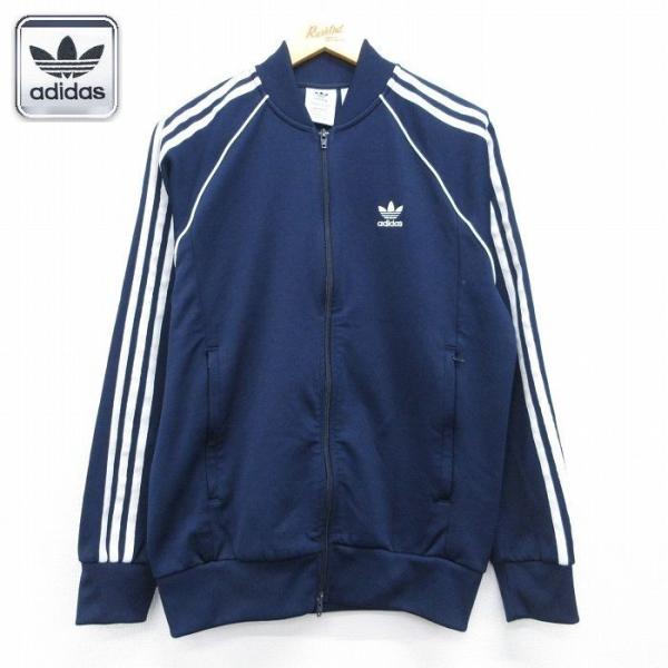  トレフォイル 長袖 ジャージ ネイビー adidas（アディダス） M/古着 長袖 ジャージ メンズ ワンポイントロゴ