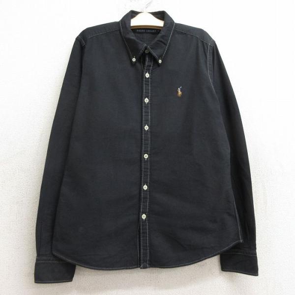 【商品番号】　lba24074755【商品名】　古着 ラルフローレン 長袖 ブランド シャツ キッズ ボーイズ 子供服 ワンポイントロゴ 黒【表記サイズ】　10【実寸サイズ】　着丈（肩から裾）62cm　着幅（脇から脇）49cm　肩幅38cm...