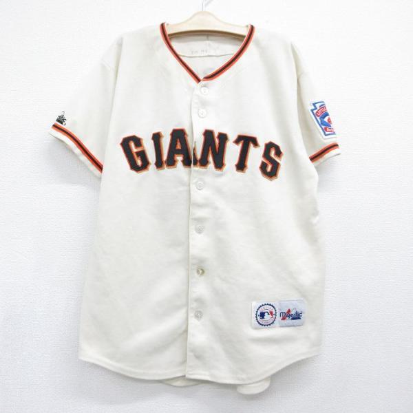 古着 マジェスティック 半袖 ベースボール シャツ キッズ ボーイズ 子供服 ジャイアンツ ベージュ 26jul15