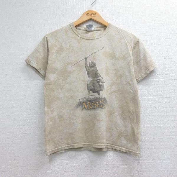古着 半袖 ビンテージ Tシャツ キッズ ボーイズ 子供服 00年代 00s モーゼ コットン クルーネック ベージュ タイダイ 26aug03