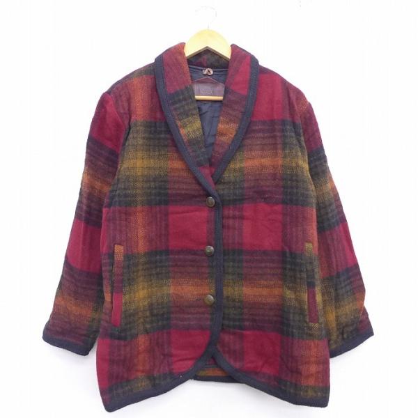 レトロ古着 中綿裏キルトショールカラーダブルウールブルゾン レトロ古着 中綿裏キルトショールカラーダブルウールブルゾン