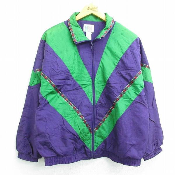 日本最大級 ナイロン メンズ パープル L 無地 コートUSA古着 90s 長袖