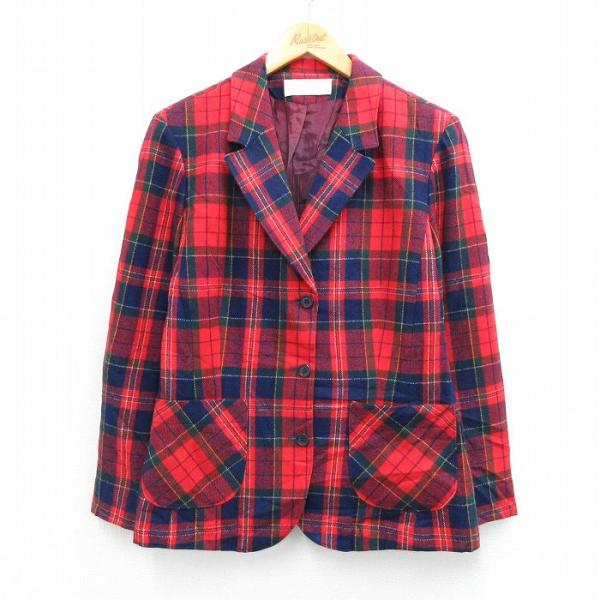 45rpm★80s～90sヴィンテージ★赤チェック ダブル テーラードジャケット 古着 ペンドルトン 長袖 テーラード ジャケット レディース 80年代 80s