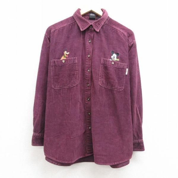 古着 長袖 シャツ レディース 90s ディズニー DISNEY ミッキー MICKEY