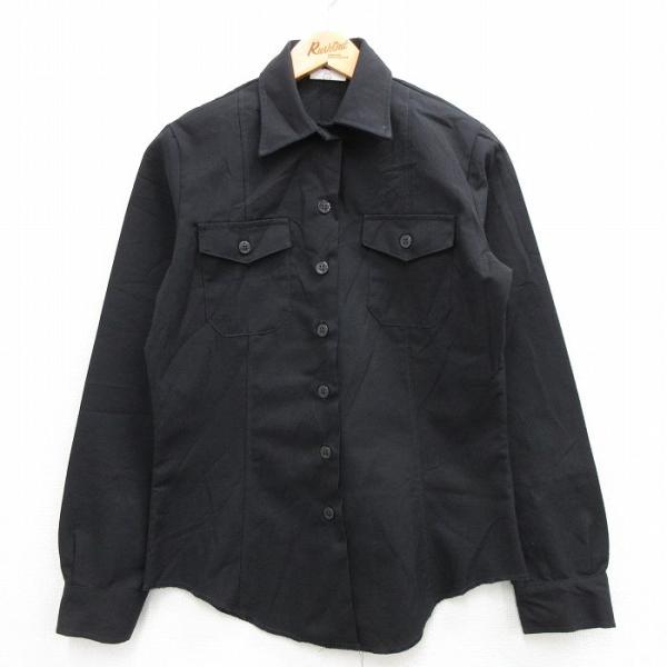 古着 長袖 ミリタリー シャツ レディース ウール 黒 ブラック 23nov07  
