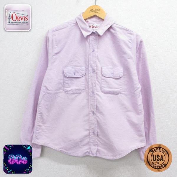 古着 オービス 長袖 ヘビー フランネル シャツ レディース 80年代 80s コットン USA製 パープル 26may15 2OF