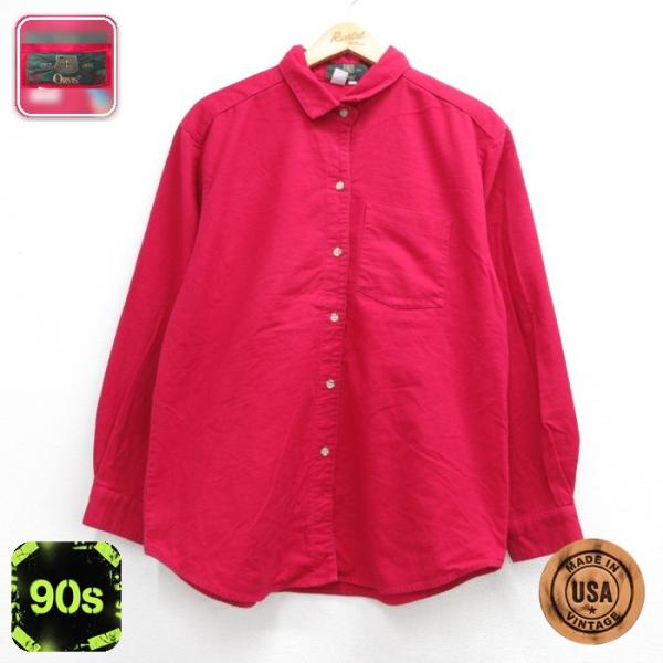 古着 オービス Orvis 長袖 シャツ メンズ 90年代 90s フランネル コットン USA製 レッド 26sep03