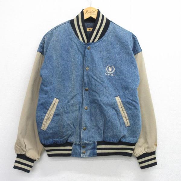 50%OFF】L/古着 長袖 デニム ジャケット スタジャン メンズ 90年代 90s