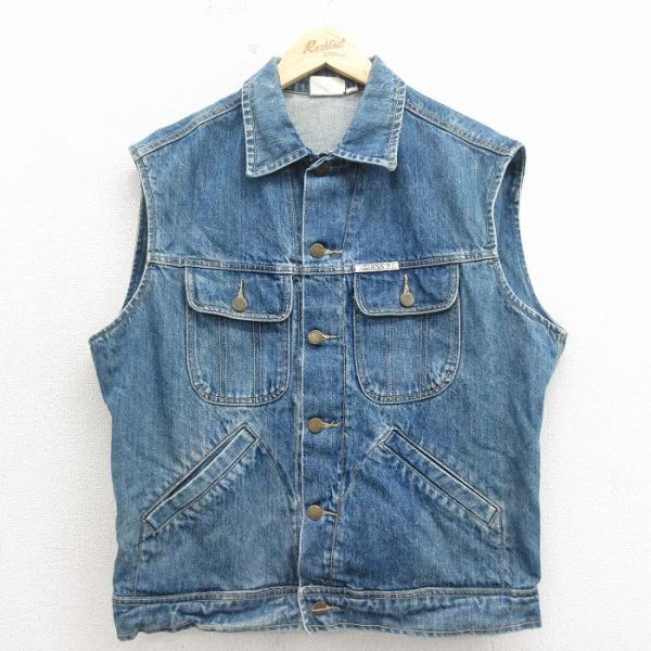 GUESS（ゲス） L/古着 ブランド デニム ベスト メンズ 90年代 90s 紺