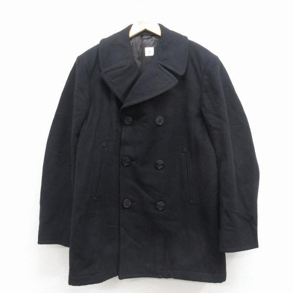 M/古着 長袖 ミリタリー ピーコート メンズ 80年代 80s ウール USA製 黒 25nov12 furugiyarushout_ormi25102190