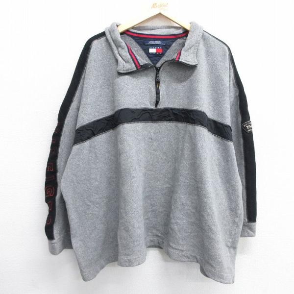 XL/古着 トミーヒルフィガー 長袖 ハーフジップ フリース ジャケット 