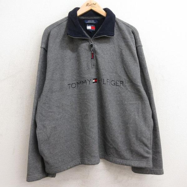 XL/古着 トミーヒルフィガー 長袖 ブランド ハーフジップ フリース 
