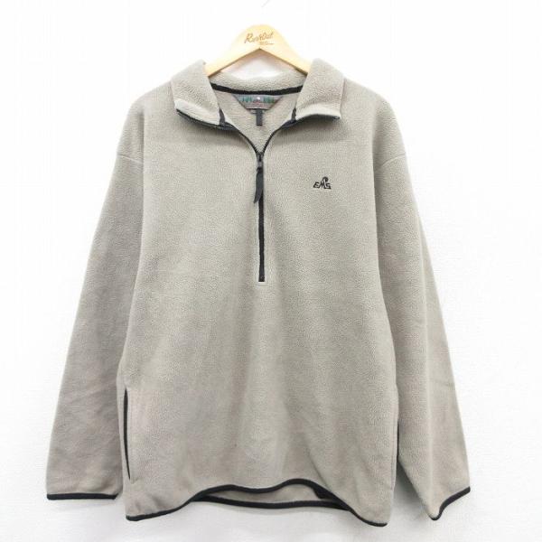 L/古着 EMS 長袖 ハーフジップ フリース ジャケット メンズ 90年代 90s ワンポイントロゴ USA製 薄ベージュ カーキ 【spe】 25sep13 中古 アウター furugiyarushout_oudw25082113