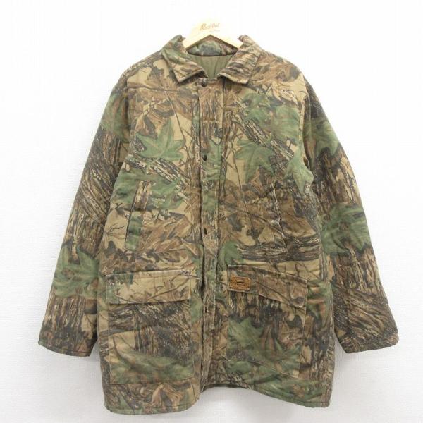 XL/古着 ダックスバック 長袖 ハンティング ジャケット メンズ 90年代 90s リアルツリー 大きいサイズ　ロング丈 茶 ブラウン 迷彩 【spe】 25oct30 中古 アウター XL/古着 ダックスバック 長袖 ハンティング ジャケット メンズ 90s