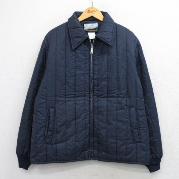  80年代 キルティングジャケット フード付き 黒 L/古着 長袖 キルティング ジャケット メンズ 80年代 80s 紺 25dec20