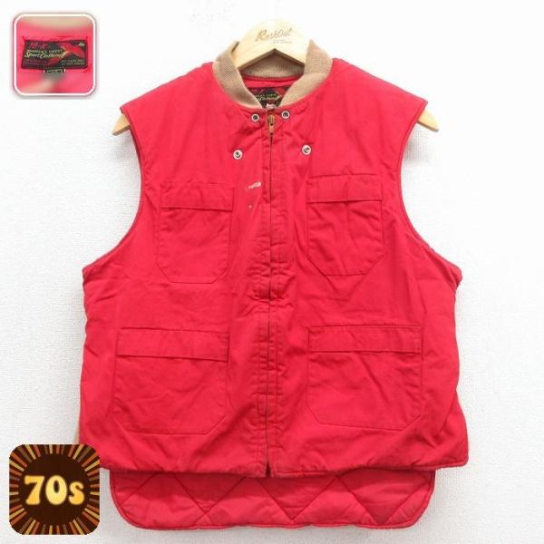 drop out vintage　70s USA製 キルティングベスト 赤 furugiyarushout_oudw25121613