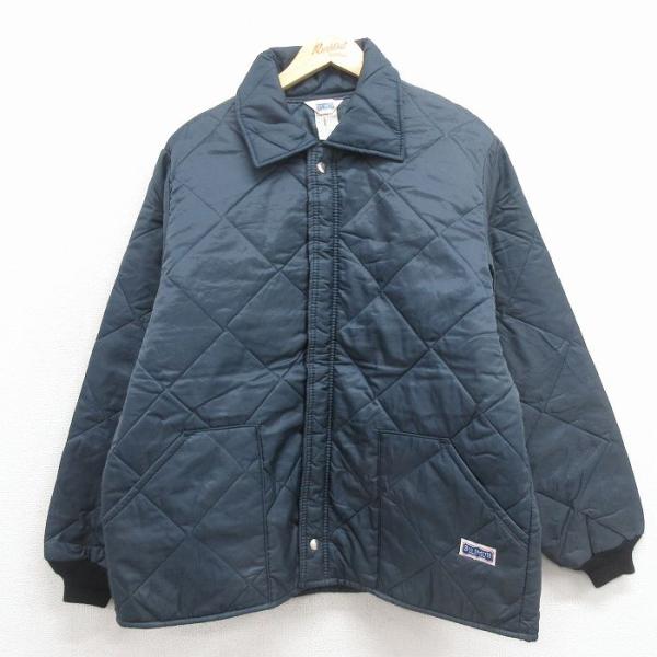 L/古着 ビッグスミス 長袖 ナイロン キルティング ジャケット メンズ 90年代 90s USA製 紺【spe】 26feb16 L/古着 ビッグスミス 長袖 ナイロン キルティング ジャケット メンズ
