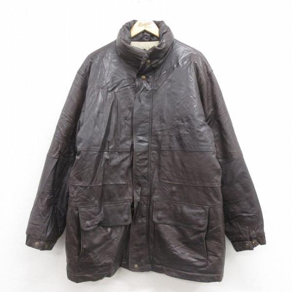 Eddie Bauer（エディーバウアー） XL/古着 長袖 レザー ダウン