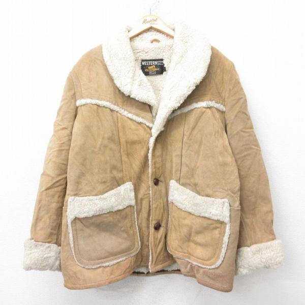 XL/古着 シアーズ 長袖 スエード レザー ボア ジャケット ランチ コート メンズ 80年代 80s ベージュ他【spe】 26jan20 20%OFF】XL/古着 シアーズ 長袖 スエード レザー ボア ジャケット
