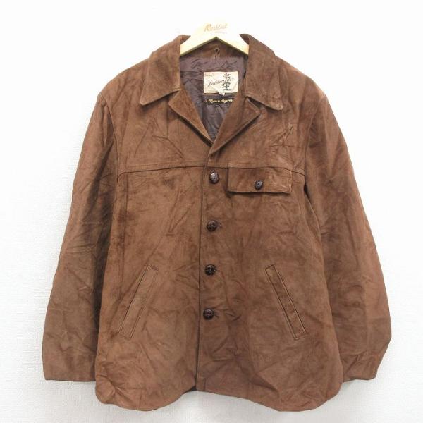 L/古着 シアーズ 長袖 スエード レザー ジャケット メンズ 80年代 80s