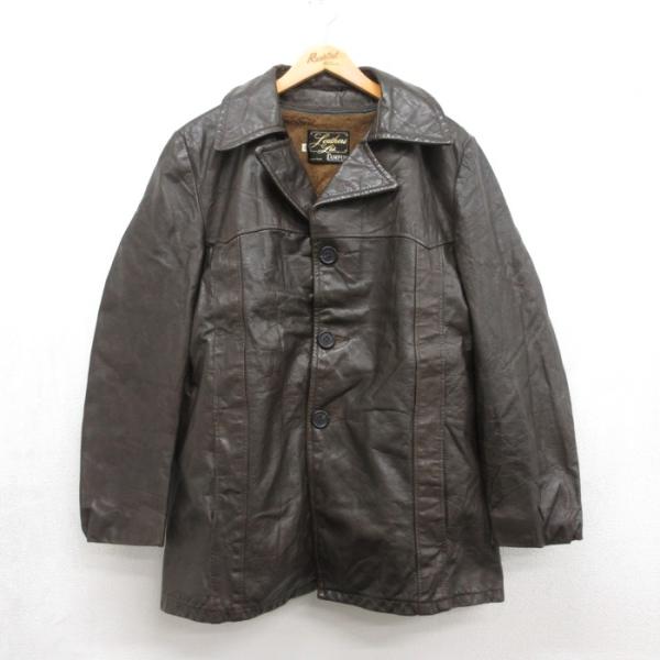 ビンテージ革ジャン　ダークブラウン 古着 特大表示 Lサイズ位　最終値下げ L/古着 Leathers Ltd. 長袖 レザー ジャケット メンズ 80年代 80s