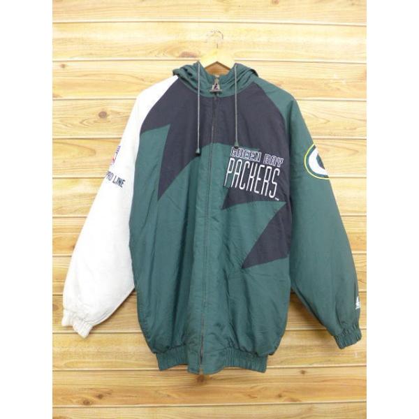 古着 90s NFL ハーフジップ② ジャケット グリーン ナイロン パッカーズ