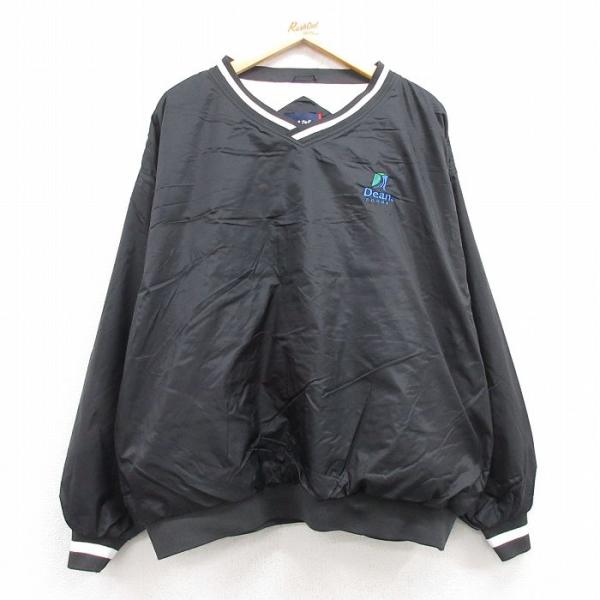 XL/古着 長袖 ナイロン ジャケット メンズ Dean FOODS 大きいサイズ V 