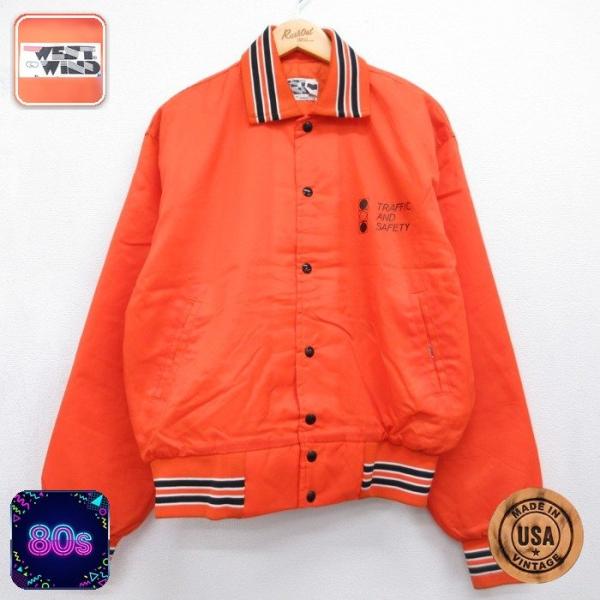 (美品)60s～70sChampion ナイロンジャケット オレンジ Mサイズ XL/古着 長袖 ナイロン ジャケット メンズ 80年代 80s USA製 オレンジ