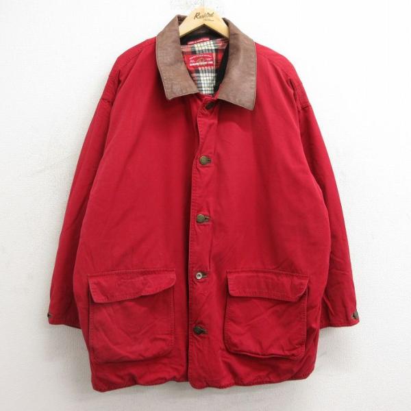 XL/古着 マルボロ 長袖 ジャケット カバーオール メンズ 90s 襟レザー 