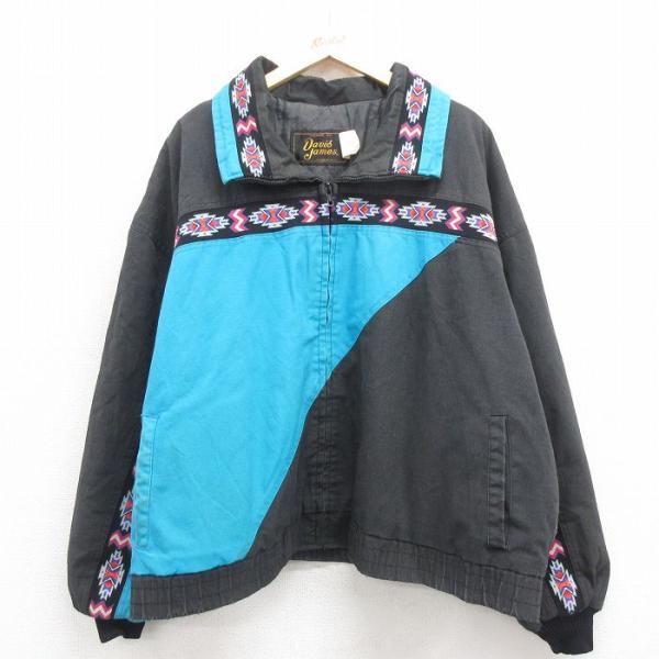 XL/古着 長袖 ジャケット メンズ 90年代 90s ネイティブ柄 ラグ柄