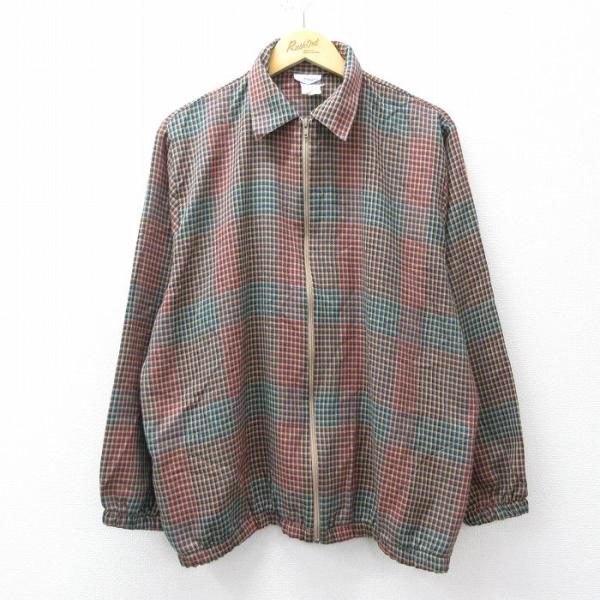 XL/古着 長袖 ジャケット スイングトップ メンズ 90年代 90s USA製 赤