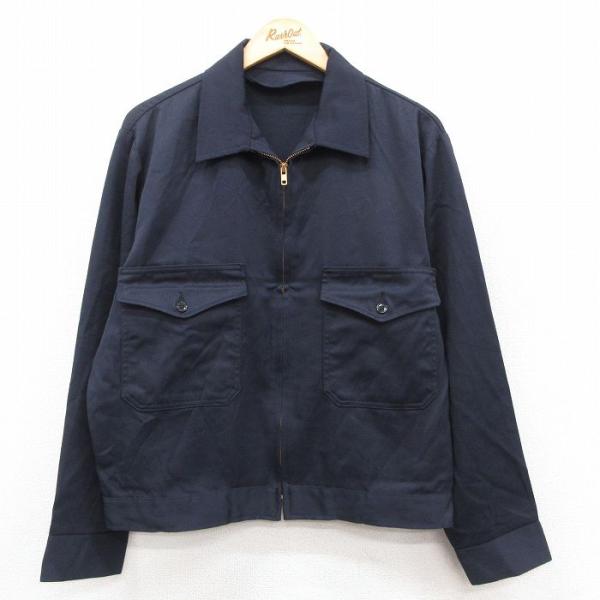 XL/古着 長袖 ワーク ジャケット メンズ 80年代 80s USA製 紺 25dec10