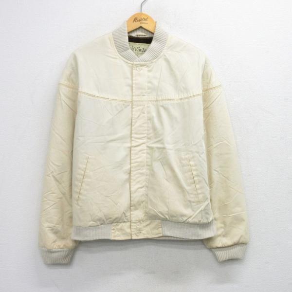 XL/古着 長袖 ダービー ジャケット メンズ 80年代 80s 生成り 内側ボア
