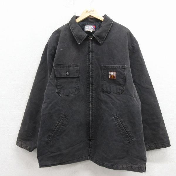 XL/古着 長袖 ジャケット メンズ 90年代 90s ダック地 大きいサイズ USA製 黒 内側キルティング【spe】 26apr17 XL/古着 長袖 ジャケット メンズ 90年代 90s ダック地 大きいサイズ