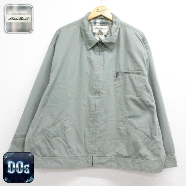 XL/古着 Eddie Bauer エディーバウアー 長袖 ジャケット メンズ 00年代 00s 大きいサイズ スイングトップ チェック裏地 コットン カーキ 26